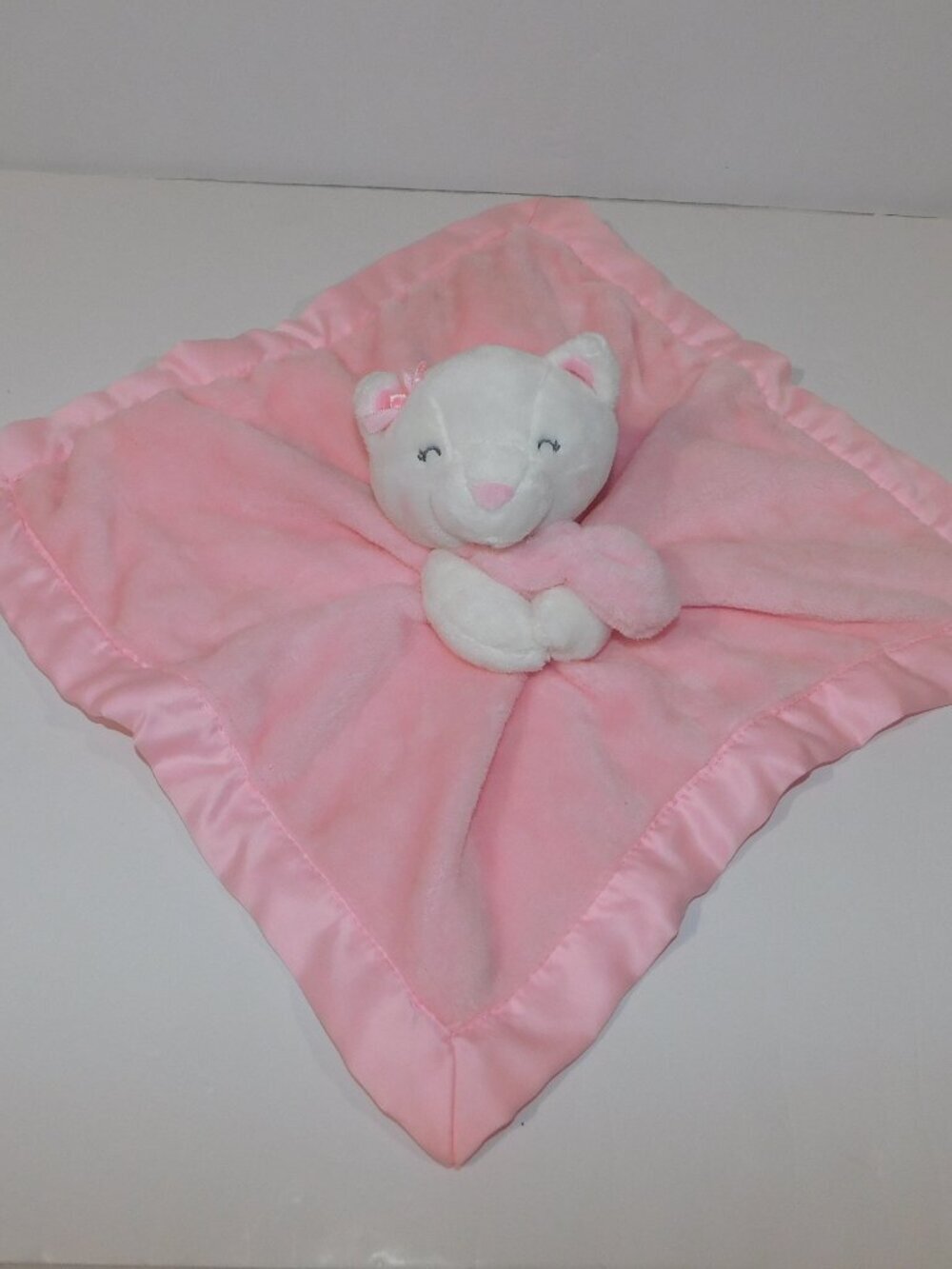 Carter's Pink White Kitty Cat Kitten Security blanket Plush Baby Lovey nunu 2020